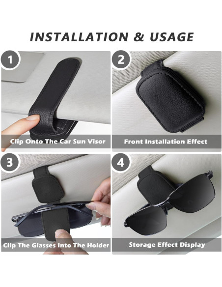 Soporte de Gafas de Sol Aenfaiy para Coche - 2 Piezas Negro
