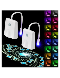 Luces Nocturnas para Inodoro HOTUT 2PCS LED Recargables USB 16 Colores