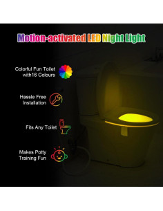 Luces Nocturnas para Inodoro HOTUT 2PCS LED Recargables USB 16 Colores 2
