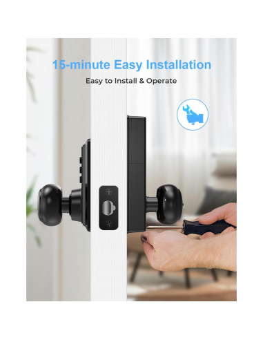 Cerradura de Puerta Sin Llave ApeStellar AS-DK-MB Negra