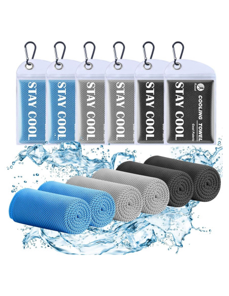 Toallas de Enfriamiento Pleneal - Paquete de 6 Microfibra 101.6x30.5cm