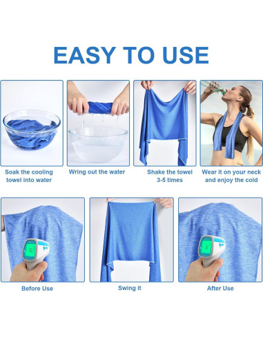 Toallas de Enfriamiento Pleneal - Paquete de 6 Microfibra 101.6x30.5cm