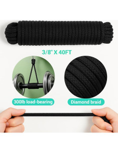 Cuerda de Nylon y Polipropileno 12.3 m PH PerkHomy Negra 2