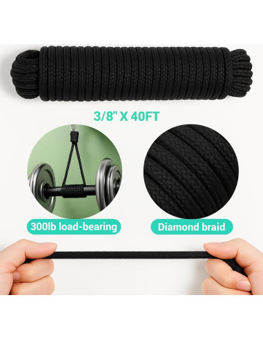 Cuerda de Nylon y Polipropileno 12.3 m PH PerkHomy Negra