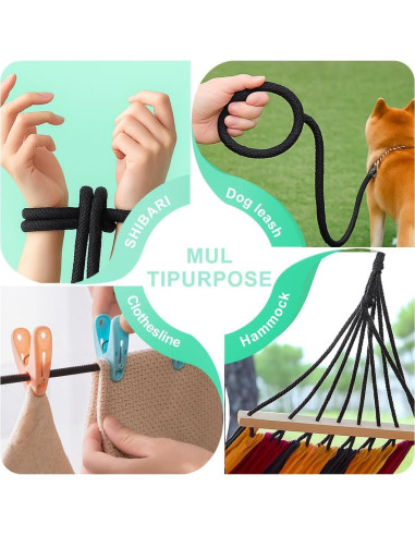 Cuerda de Nylon y Polipropileno 12.3 m PH PerkHomy Negra