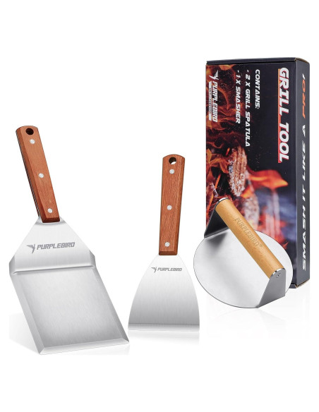Kit de Prensa para Hamburguesas PURPLEBIRD 3 Piezas Acero Inoxidable