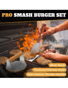 Kit de Prensa para Hamburguesas PURPLEBIRD 3 Piezas Acero Inoxidable 2