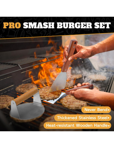 Kit de Prensa para Hamburguesas PURPLEBIRD 3 Piezas Acero Inoxidable