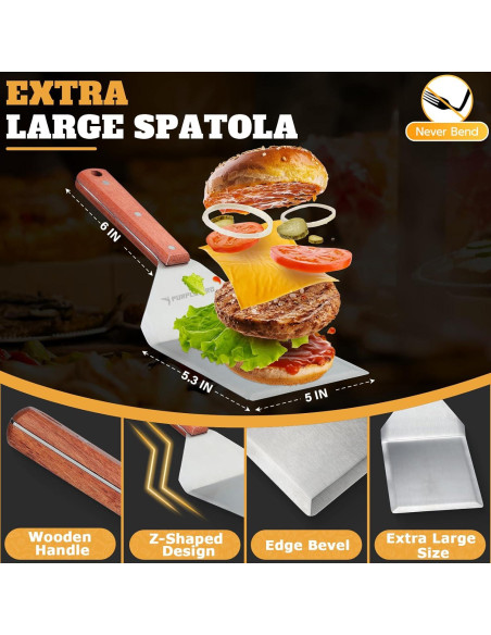 Kit de Prensa para Hamburguesas PURPLEBIRD 3 Piezas Acero Inoxidable