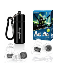 Tapones para oídos Hearprotek HP16BK, 2 pares, reducción 23 dB