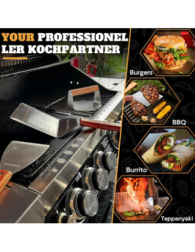 Kit de Prensa para Hamburguesas PURPLEBIRD 3 Piezas Acero Inoxidable