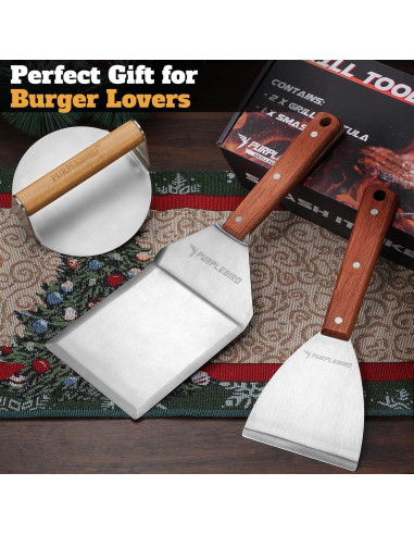 Kit de Prensa para Hamburguesas PURPLEBIRD 3 Piezas Acero Inoxidable