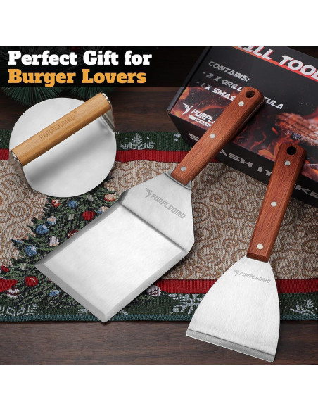 Kit de Prensa para Hamburguesas PURPLEBIRD 3 Piezas Acero Inoxidable