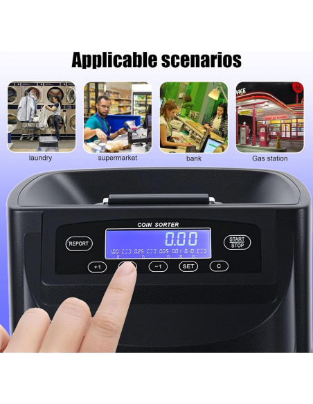 Máquina Contadora de Monedas Walbest Azul, 500 Monedas, LCD