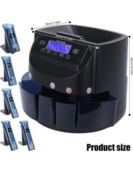 Máquina Contadora de Monedas Walbest Azul, 500 Monedas, LCD