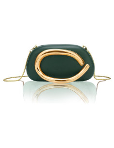 Bolso Clutch de PU Verde Ceniza Rkrouco para Mujeres 18.5x6.5x10 cm