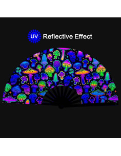 Ventilador de Mano Plegable Raveahem 28 cm Bambú Hongos Mágicos 2