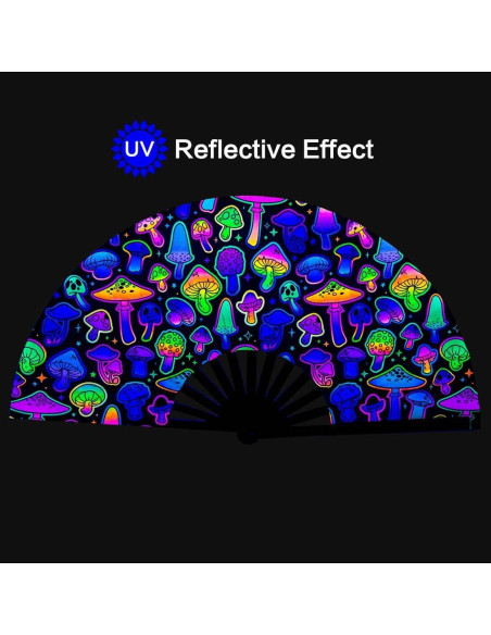Ventilador de Mano Plegable Raveahem 28 cm Bambú Hongos Mágicos Ventilador de Mano Plegable Raveahem 28 cm Bambú Hongos Mágicos