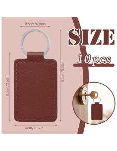 Kit de 10 llaveros de cuero PU Tikjiua rectangulares DIY 2