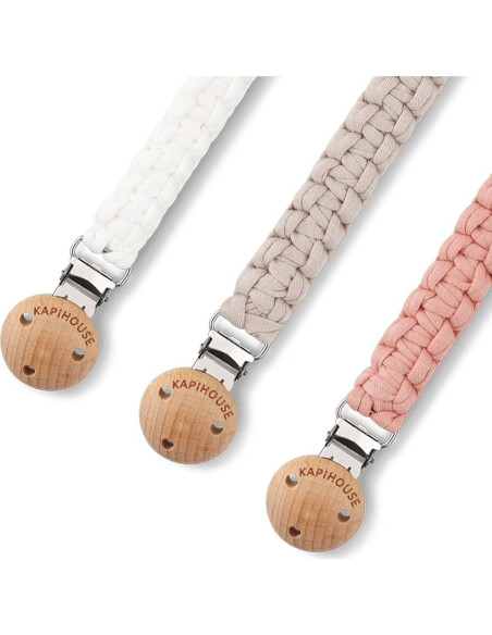 Clip de Chupete Kapihouse 23.4 cm Set 3 Unidades Niña