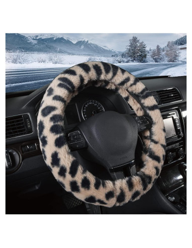 Cubierta de Volante de Piel de Leopardo Road Comforts 14.5-15"