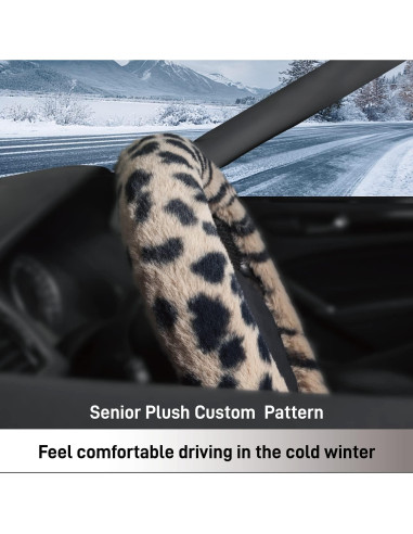 Cubierta de Volante de Piel de Leopardo Road Comforts 14.5-15"