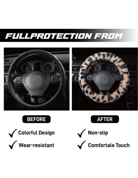 Cubierta de Volante de Piel de Leopardo Road Comforts 14.5-15" Cubierta de Volante de Piel de Leopardo Road Comforts 14.5-15"