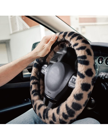 Cubierta de Volante de Piel de Leopardo Road Comforts 14.5-15"