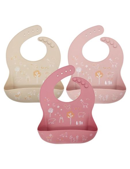 Baberos de Silicona Melikey - 3 Unidades, Ajustables y Lavables Baberos de Silicona Melikey - 3 Unidades, Ajustables y Lavables