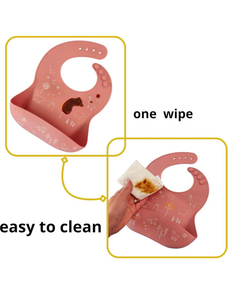 Baberos de Silicona Melikey - 3 Unidades, Ajustables y Lavables Baberos de Silicona Melikey - 3 Unidades, Ajustables y Lavables