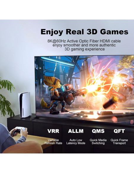 Cable HDMI 2.1 Óptico Activo 1m ShengKai 8K 48Gbps