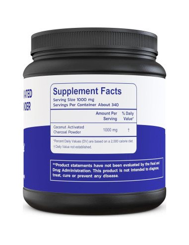 Polvo de Carbón Activado de Coco Zen Principle 340g - Blanquea Dientes