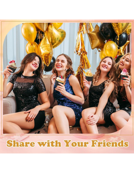 Paquete de 300 forros de cupcake Gandeer negro dorado 6.86 cm