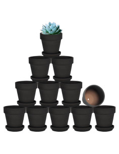 Macetas de Terracota Negra Vensovo 3" con Plato - Paquete de 12