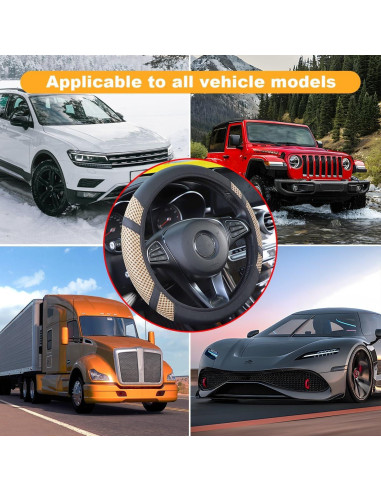 Cubierta de Volante de Coche Zipelo Beige Antideslizante 36.8-39.4cm