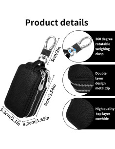 Funda de Llave de Coche de Cuero Genuino Andibro Doble Capa 2