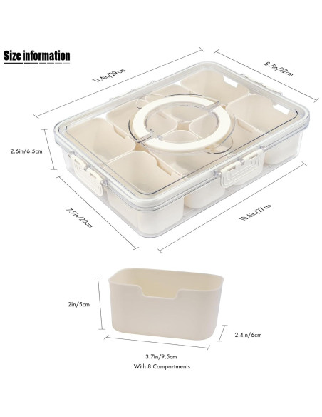 Contenedor Snackle Box 2 Paquetes 8 Compartimentos 29x21cm