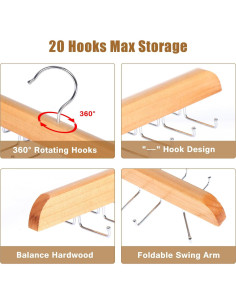 Perchero para Corbatas y Cinturones Cycleacc Negro 20 Ganchos 2