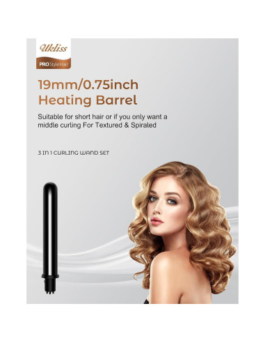 Juego de Plancha de Cabello 3 en 1 Ukliss - Varita, Cepillo y Rizador