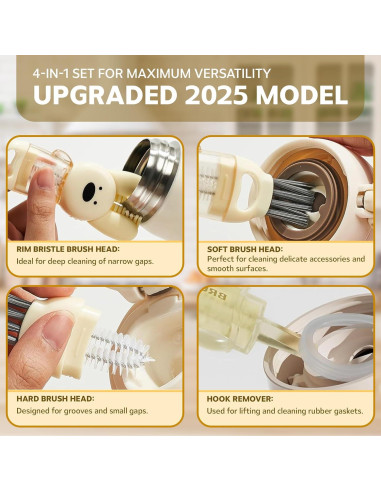 Cepillo de limpieza 3 en 1 FOLISSE para tapas y botellas