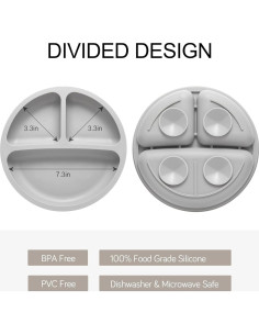 Juego de Alimentación para Bebés Eascrozn - 2 Platos Divididos, 2 Cucharas y 2 Tenedores, Libre de BPA 2