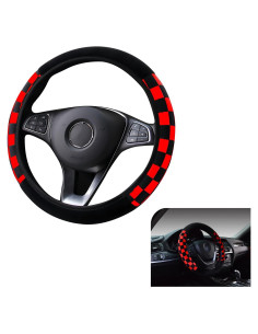 Funda Elástica para Volante de Coche gunroil 14-15" Negro y Rojo