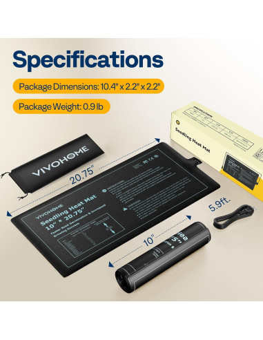 Almohadilla Térmica VIVOHOME 20W para Plántulas 25.4x52.7cm