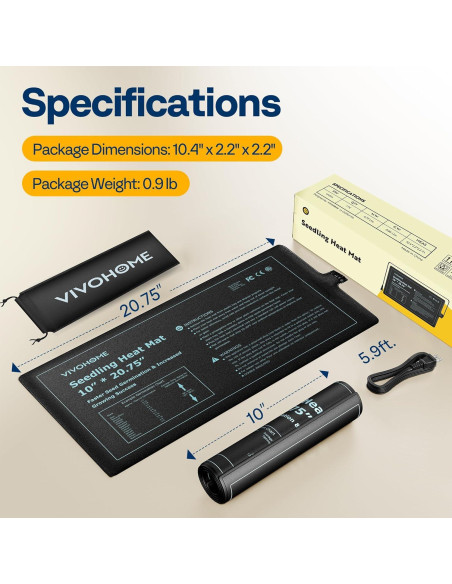 Almohadilla Térmica VIVOHOME 20W para Plántulas 25.4x52.7cm