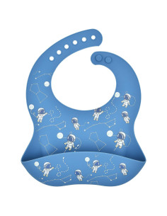 Babero de Silicona Impermeable Azul Astronauta para Bebés
