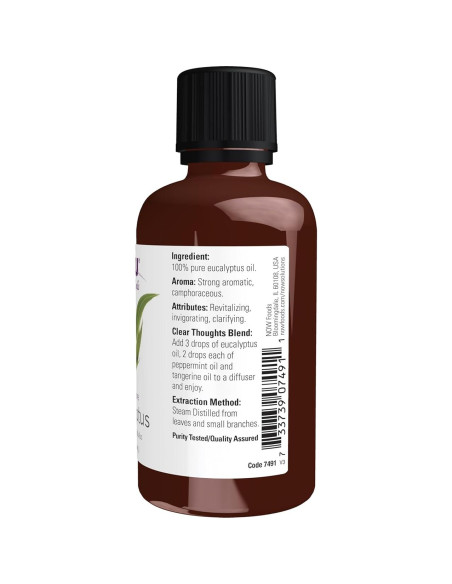 Aceite Esencial de Eucalipto NOW 100% Puro 56.7g