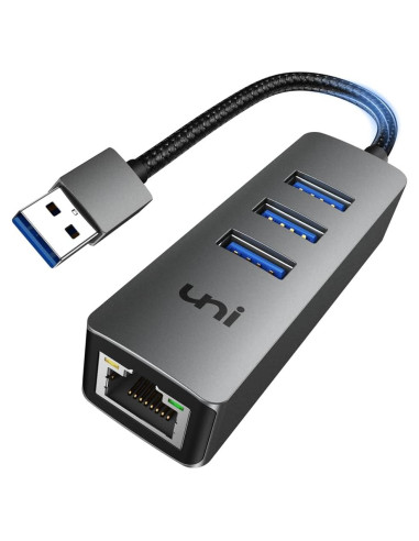 Adaptador USB a Ethernet uni EHUB02 4 en 1 Gigabit 1000 Mbps