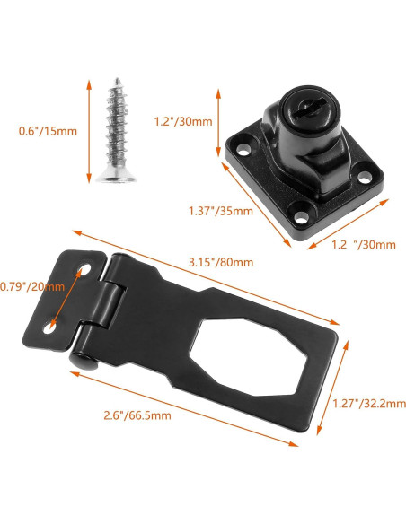 Cerradura de Hasp Jiozermi 2.5" Acero Inoxidable Negro