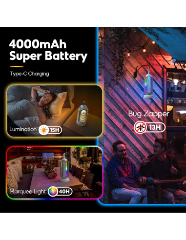 Zapper de Insectos PhatroyYee 4000mAh Recargable 2 Piezas