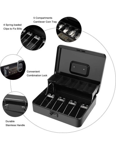 Caja de Dinero Goehiaul con Cerradura de Combinación 30x24x9 cm